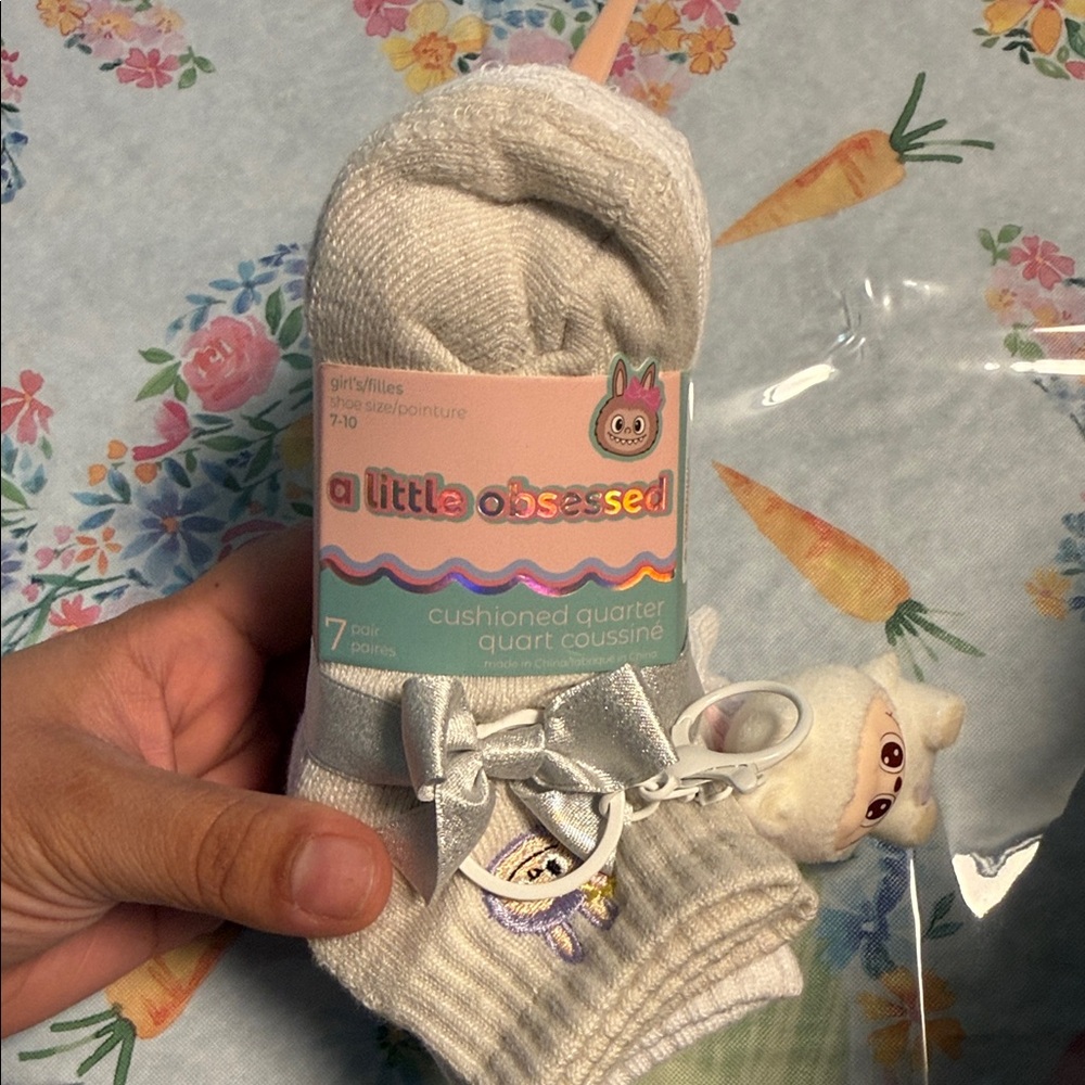 Girls' Cushioned Quarter Socks - Cream (7 Pack)
